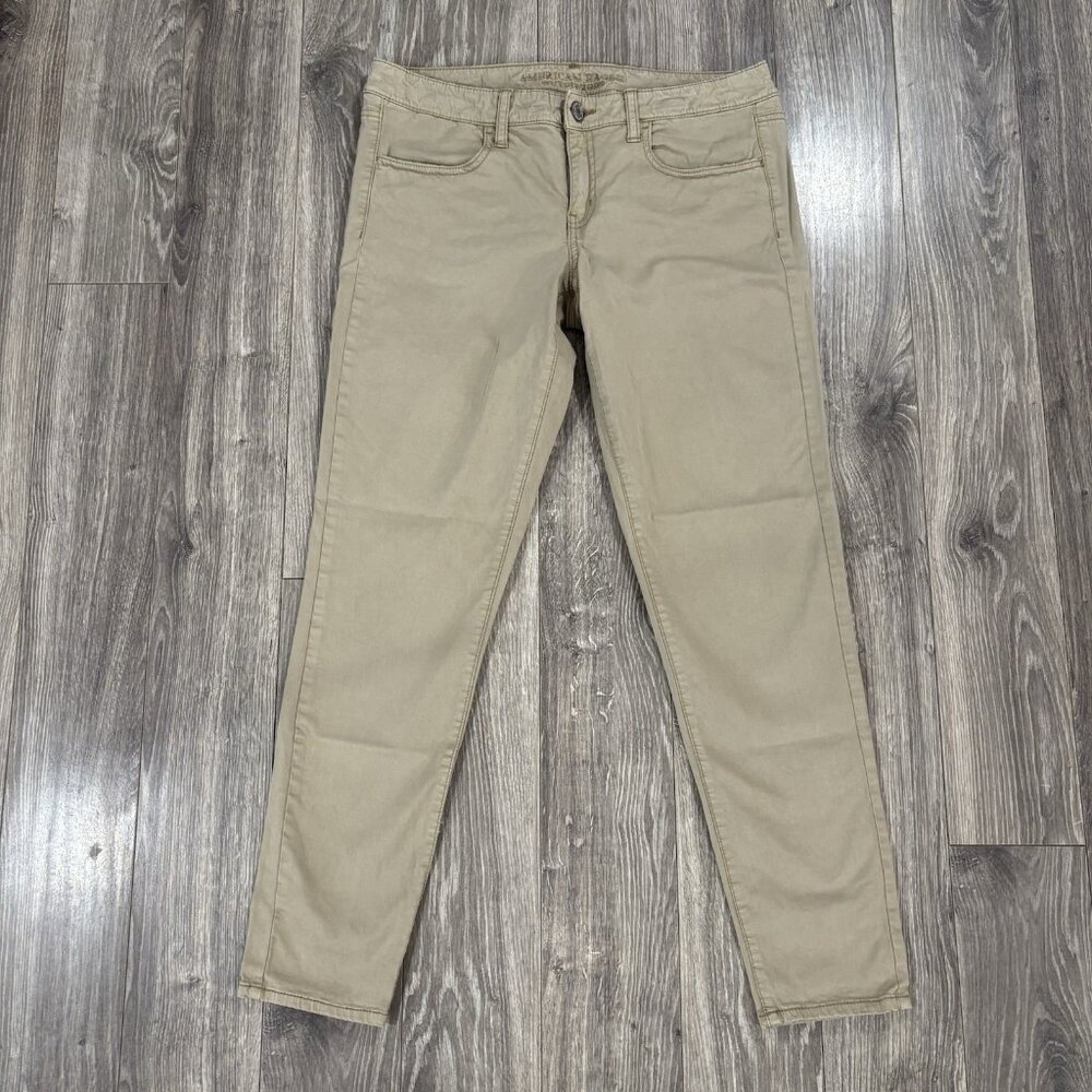 American Eagle Vintage Khaki Jegging Womens 12 Mid Rise Stretch Y2K Tan Retro